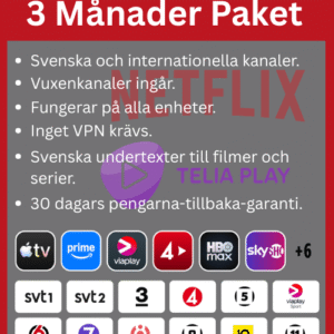 m3u iptv 3 månader abonnemang premium streaming