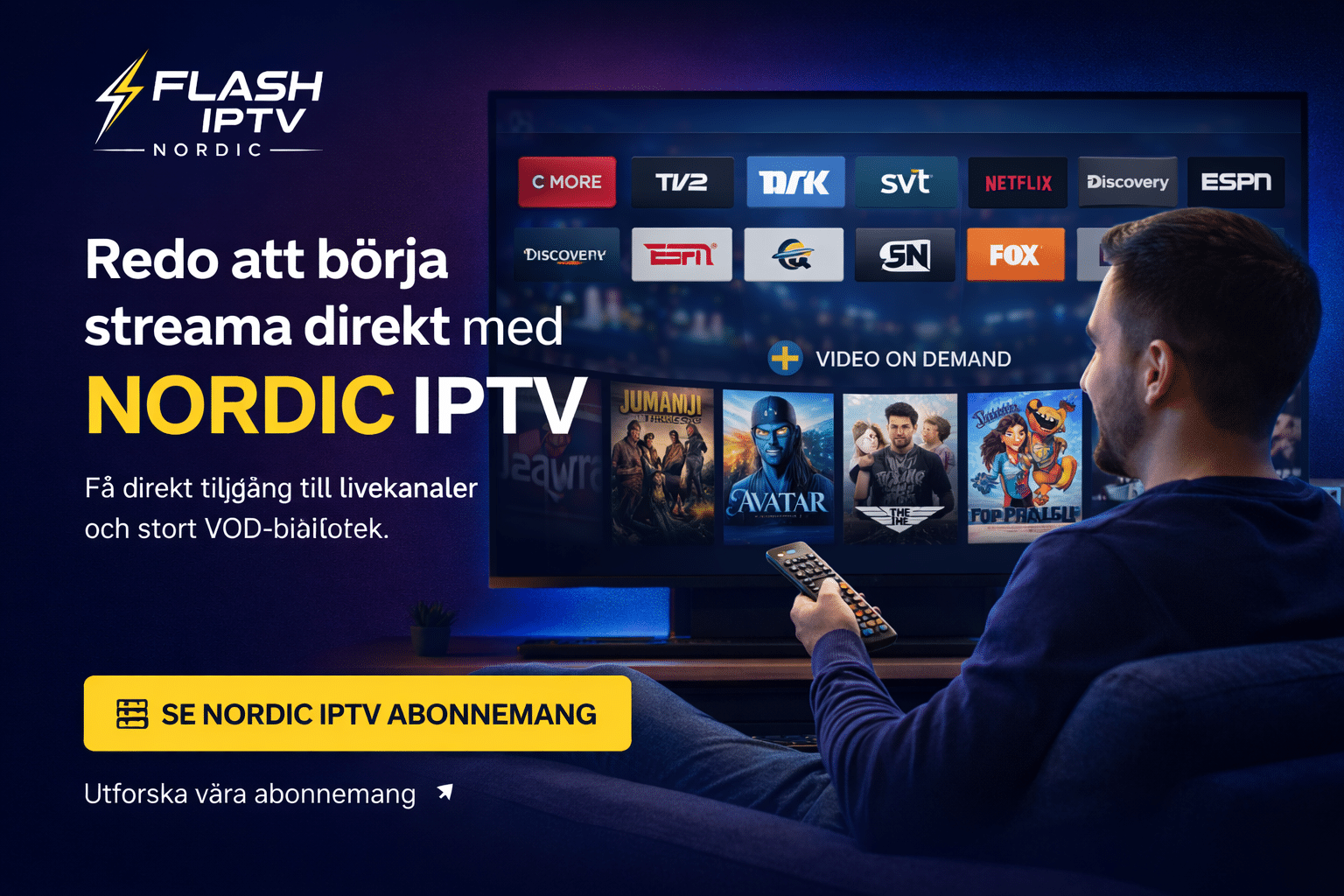 nordic iptv streaming med livekanaler och vod på smart tv